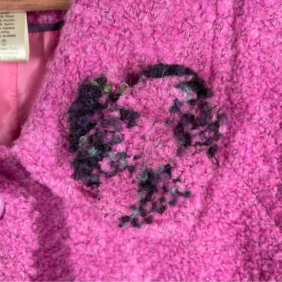 VTG Boyne Valley Weavers Ireland Wool Alpaca Blend Pink Coat Extra Large - Picture 4 of 6